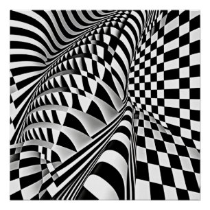 Zwart-wit op-art perfect poster
