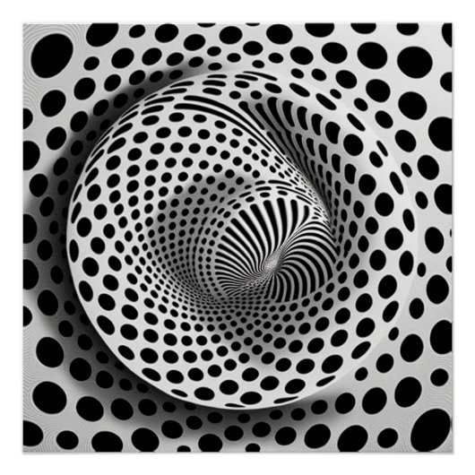 Zwart-wit op-art perfect poster (Voorkant)