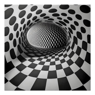 Zwart-wit op-art perfect poster
