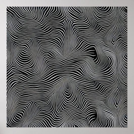 Zwart-wit Op Art Spiraalpatroon Poster (Voorkant)