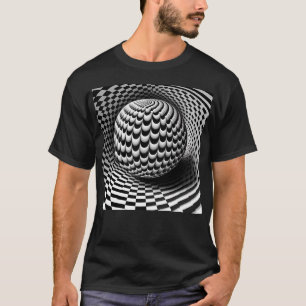 Zwart-wit op-art t-shirt