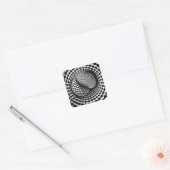 Zwart-wit op-art vierkante sticker (Envelop)