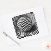 Zwart-wit op-art vierkante sticker (Envelop)