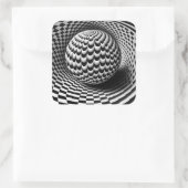 Zwart-wit op-art vierkante sticker (Tas)