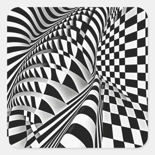 Zwart-wit op-art vierkante sticker (Voorkant)