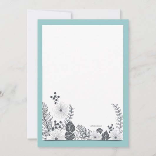 Zwart-wit op blauwe uitnodiging (Achterkant)