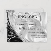 Zwart - Wit op Champagne Zijde Verloving Uitnodiging Briefkaart (Voorkant / Achterkant)