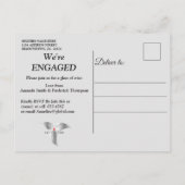 Zwart - Wit op Champagne Zijde Verloving Uitnodiging Briefkaart (Achterkant)