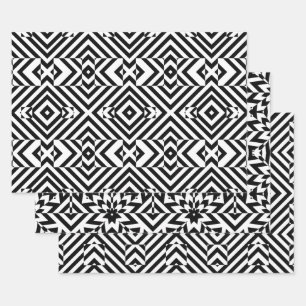 Zwart-wit op geometrische patronen inpakpapier vel