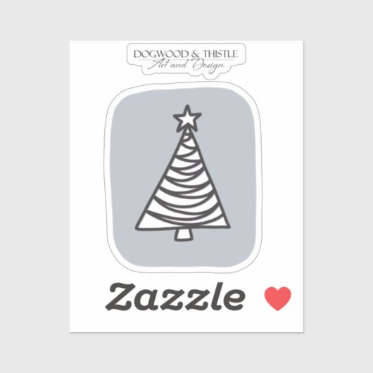 Zwart-wit op grijze kerstboom sticker (Vel)
