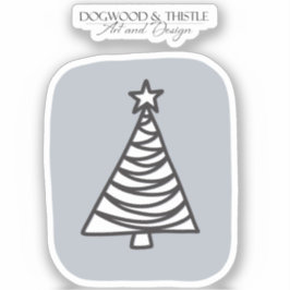 Zwart-wit op grijze kerstboom sticker