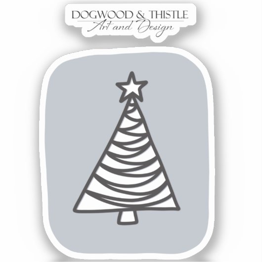 Zwart-wit op grijze kerstboom sticker (Voorkant)