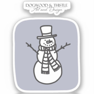 Zwart-wit op grijze modder Winter Snowman Sticker