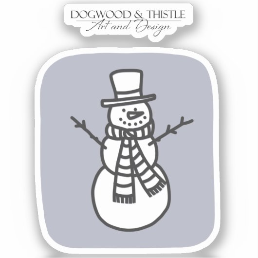 Zwart-wit op grijze modder Winter Snowman Sticker (Voorkant)