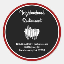 Zwart-wit op Red Custom Restaurant Stickers