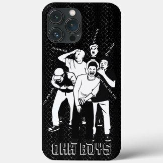 zwart-wit op zwarte LAUGHING OH BOYS Case-Mate iPhone Case