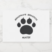 Zwart-wit opa's Granddog 1 grote hond paw Voedselcontainer Etiket (Enkel label)