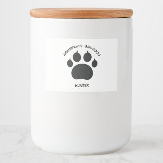 Zwart-wit opa's Granddog 1 grote hond paw Voedselcontainer Etiket