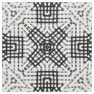 Zwart-wit opengewerkte geometrische patroon stof