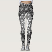 Zwart wit, openwerk, mandala leggings (Voorkant)