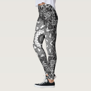 Zwart wit, openwerk, mandala leggings