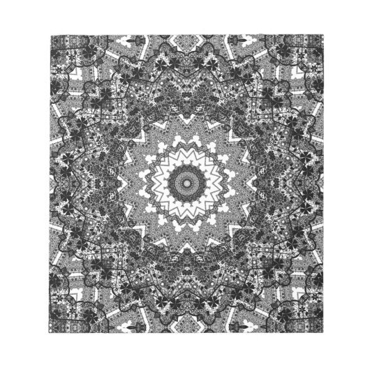 Zwart wit, openwerk, mandala notitieblok (Voorkant)