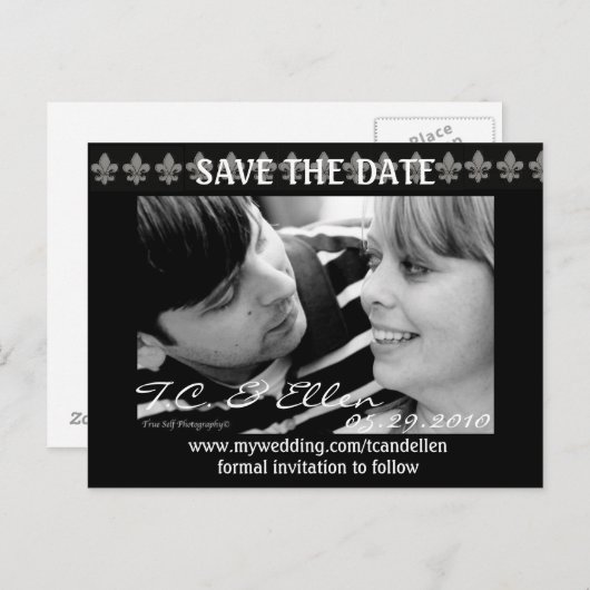 Zwart-wit opslaan Datum Aankondigingskaart (Voorkant / Achterkant)