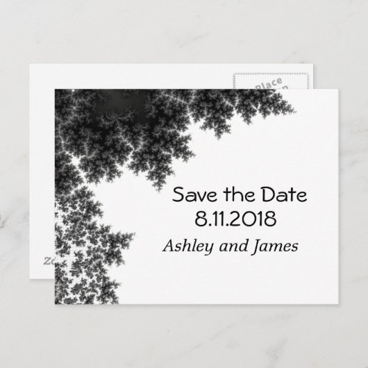 Zwart-wit opslaan Datum Aankondigingskaart (Voorkant / Achterkant)