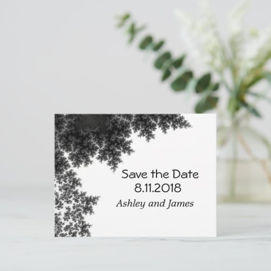 Zwart-wit opslaan Datum Aankondigingskaart (Staand voorkant)