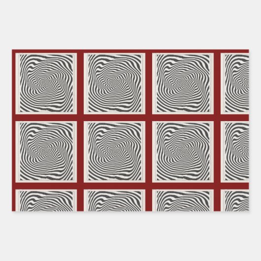 Zwart-wit Optic Vortex Swirl Inpakpapier Vel (Voorkant 3)