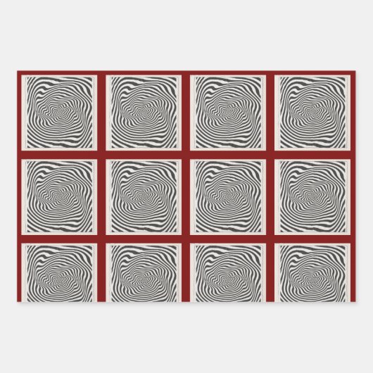 Zwart-wit Optic Vortex Swirl Inpakpapier Vel (Voorkant 2)