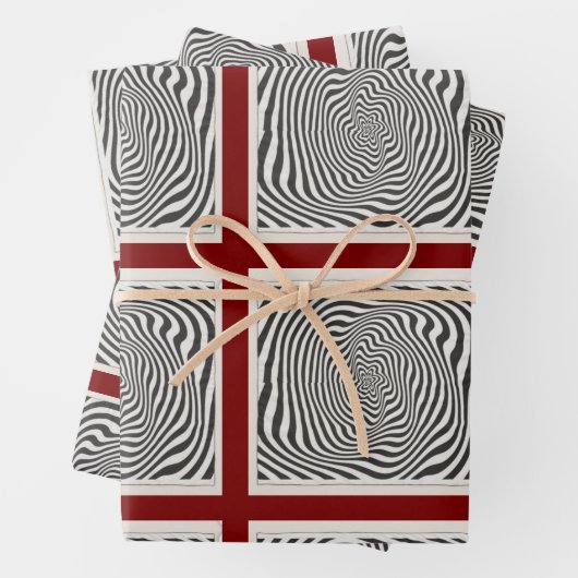 Zwart-wit Optic Vortex Swirl Inpakpapier Vel (In situ)