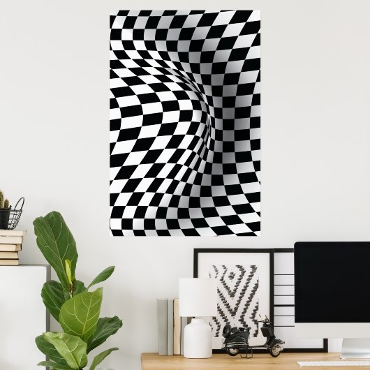 Zwart wit optisch, optisch, optisch, abstract afdr poster (Thuiskantoor)