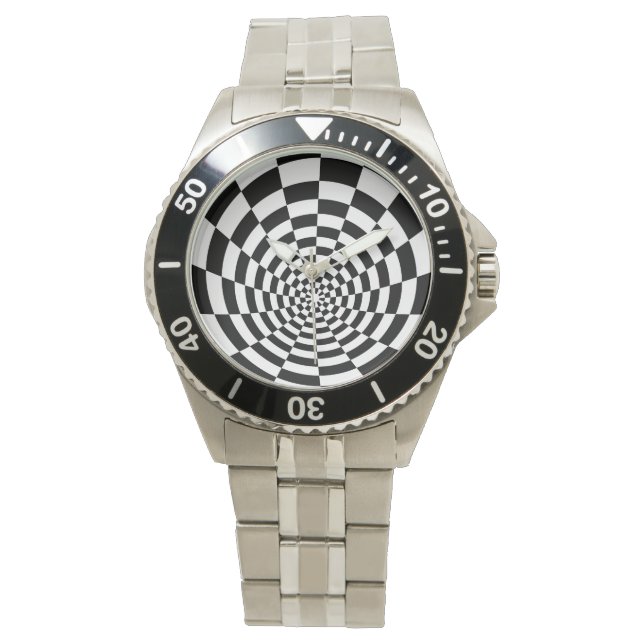 Zwart-wit optisch patroon horloge (Voorkant)