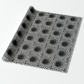 Zwart-wit optische illusie gat cadeaupapier (Uitgerold)