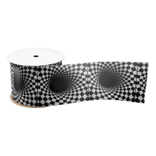 Zwart-wit optische illusie gat satijnen lint (Spoel)