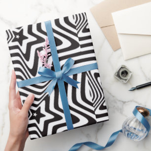 Zwart-wit optische illusie inpakpapier