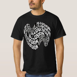 Zwart-wit optische illusie kinetische typografie t-shirt