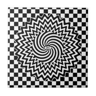 Zwart-wit optische illusie psychedelisch tegeltje