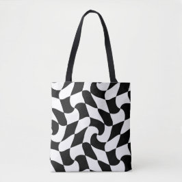 Zwart-wit optische illusie tote bag