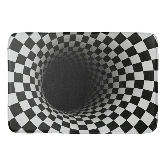 Zwart-wit optische illusie tunnel badmat (Voorkant)