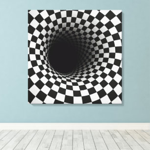 Zwart-wit optische illusie tunnel canvas afdruk
