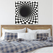 Zwart-wit optische illusie tunnel canvas afdruk (Insitu (Slaapkamer))