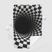 Zwart-wit optische illusie tunnel golfhanddoek (Insitu)
