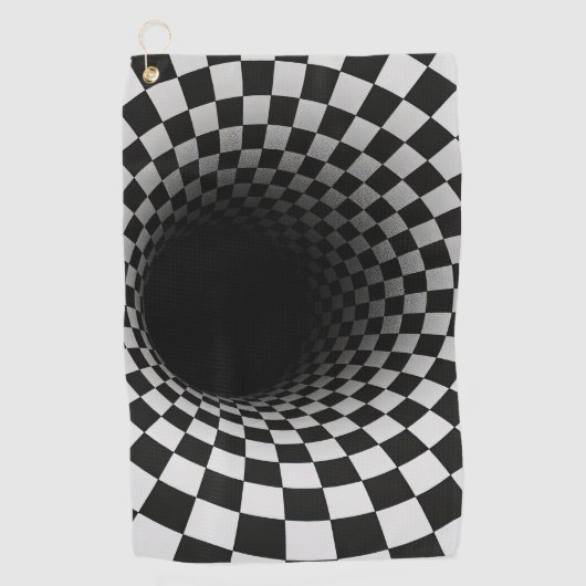 Zwart-wit optische illusie tunnel golfhanddoek (Voorkant)