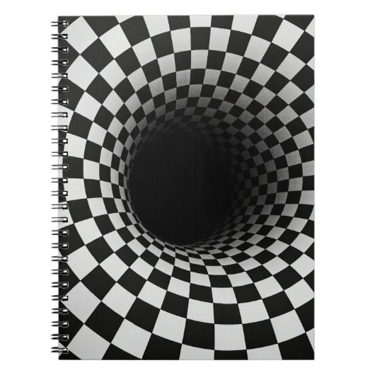Zwart-wit optische illusie tunnel notitieboek (Voorkant)