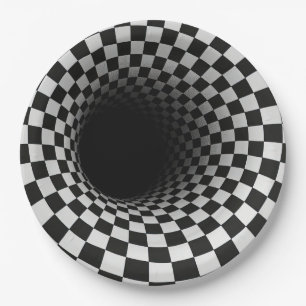 Zwart-wit optische illusie tunnel papieren bordje