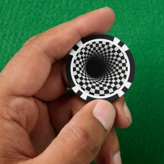 Zwart-wit optische illusie tunnel poker chips (Hand)