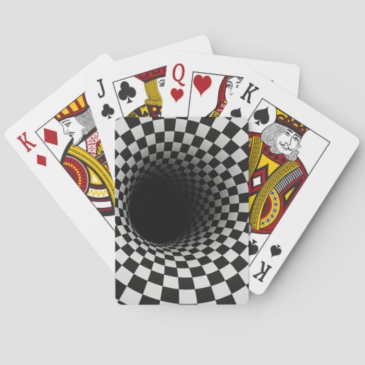 Zwart-wit optische illusie tunnel pokerkaarten (Achterkant)