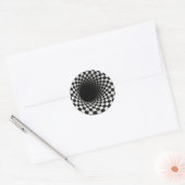 Zwart-wit optische illusie tunnel ronde sticker (Envelop)